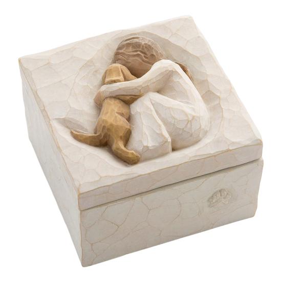 

Sculpted Hand-Painted Keepsake Box Resin Girl Embrace Horse/Friendship/Mom And Kids/Girl And Dog Jewelry Box Memorial Gifts for Women