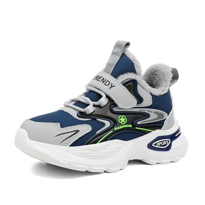 New Non-slip Children's Sports Shoes Large Cotton Soft Sole Casual Autumn and Winter Boys' Shoes Velvet Medium and Large Children's Shoes Primary Scho