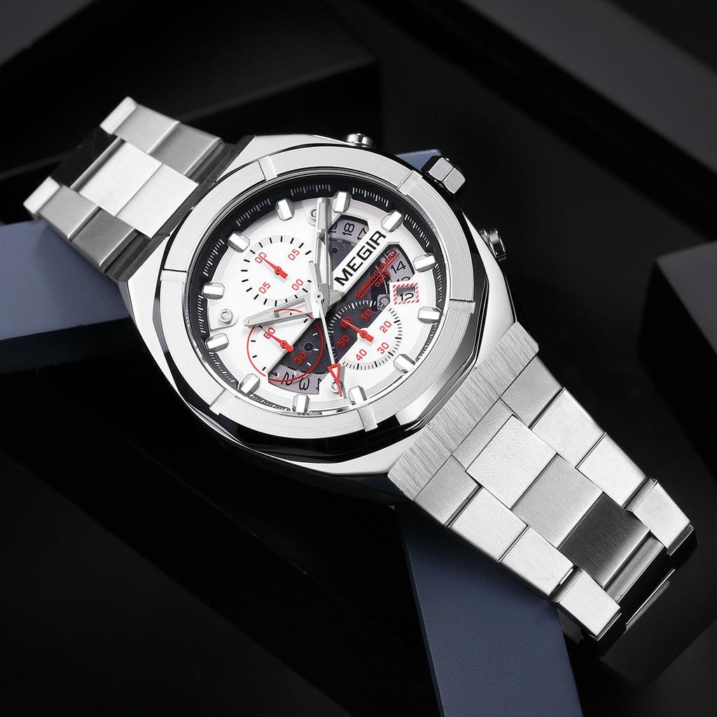 MEGIR Quartz Watches for Men Luxury Casual Business Wristwatch with Chronograph Waterproof Luminous Auto Date Reloj Hombre 2225