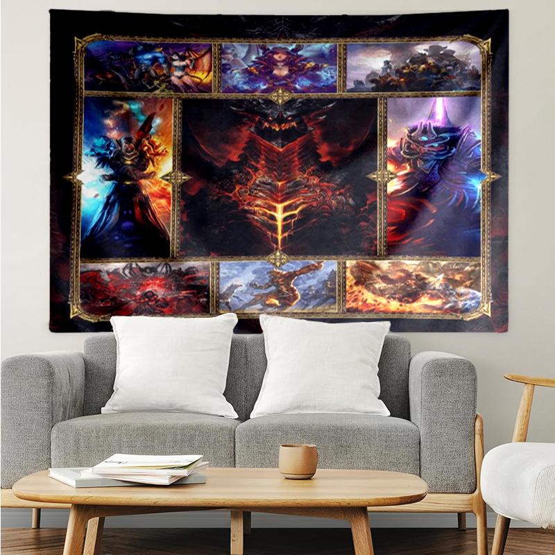 1PC Game Warcraft Darkness Warrior K-pop music group Tapestry Accessories for Bedroom,Livingroom, dormitory Room Wall Decor Fan Birthday Gifts