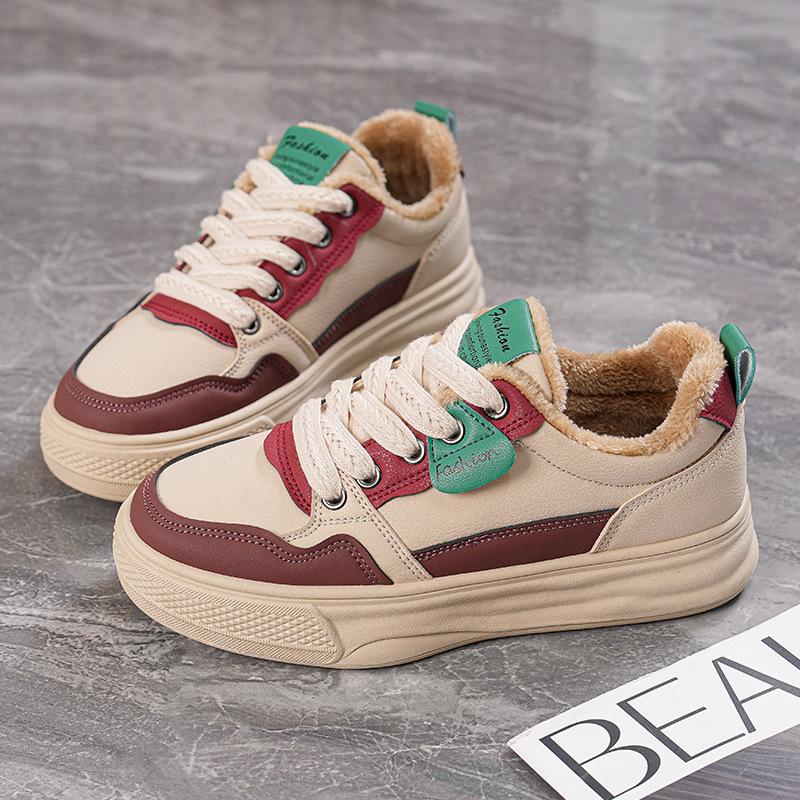 Winter new fleece cotton sneakers ins soft sole thick sole casual sports cotton shoes H