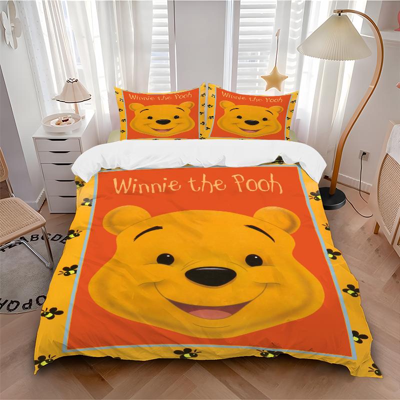 3Pcs Winnie Pooh Frame Bedding Set Quilt Cover Pillowcase Home Christmas Xmas Halloween Gift 1 Duvet Cover 2 Pillowcase M924582