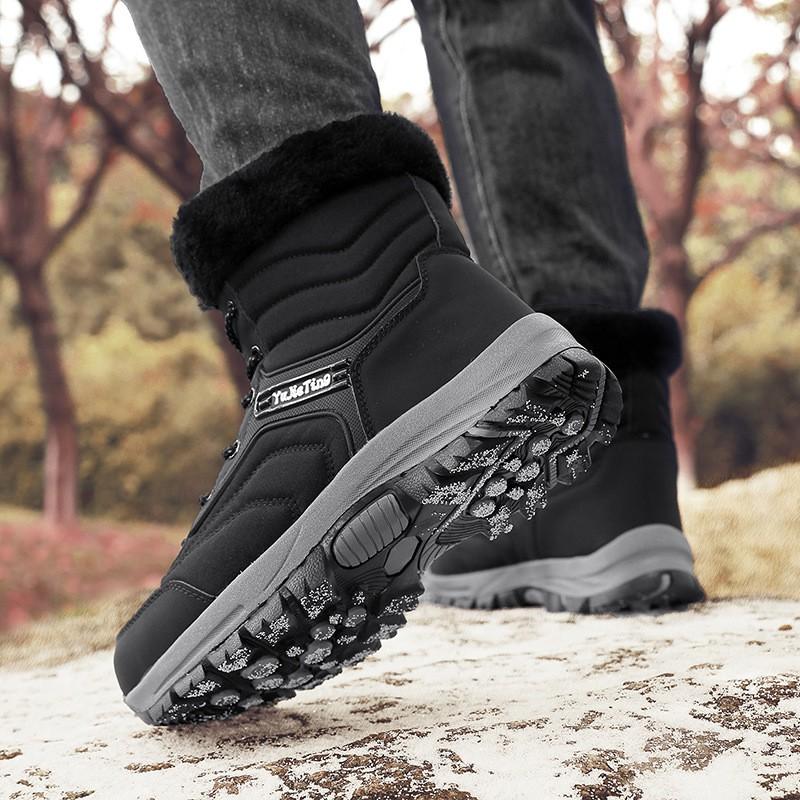 Unisex Waterproof Snow Boots Winter Warm Fleece Lined Outdoor Slip Resistant Rubber Sole Casual Chunky Heel