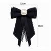 Koreanische Damen Spitzen Fliege Brosche Schwarze Kamelienblüte Perle Hemdkragen Nadeln Schleife Band Hochzeitsparty Krawatte