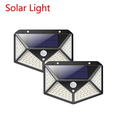 100 luces LED de colector Solar, lámpara Solar para exteriores, Sensor de movimiento impermeable, luz de calle alimentada por energía Solar para decoración de jardín