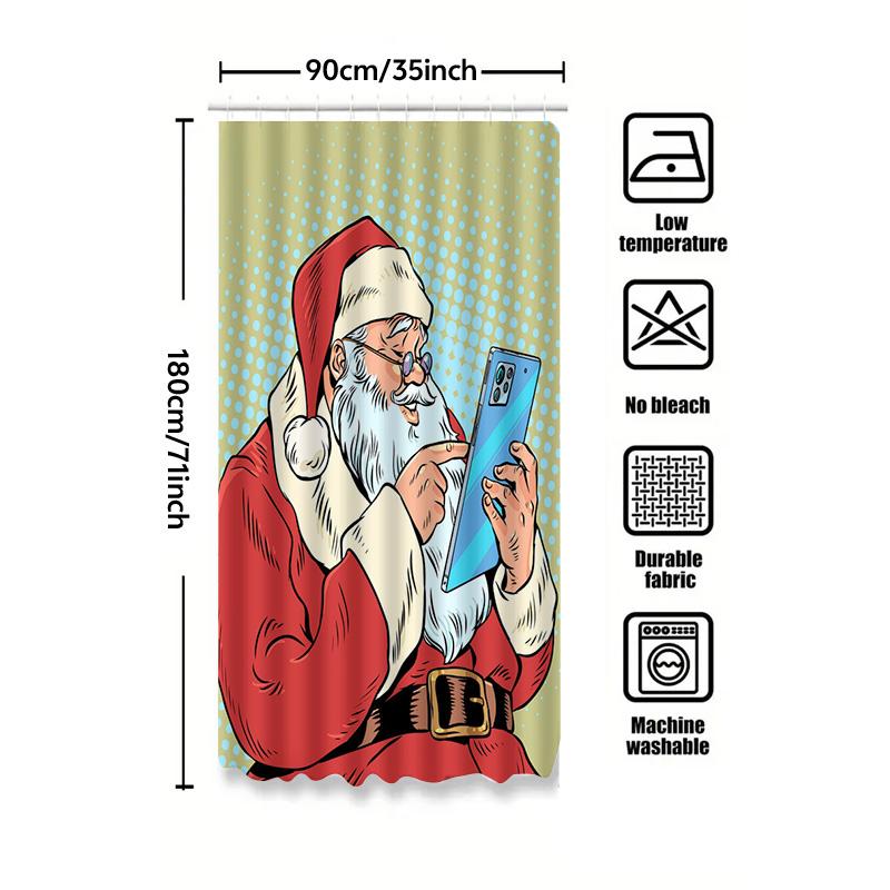 Dein Weihnachtsmann Duschvorhang Weihnachten Badezimmerdeko Festlicher Feiertagsdruck Wasserdichtes Gewebe Wandbehang Heimdekoration Geschenk