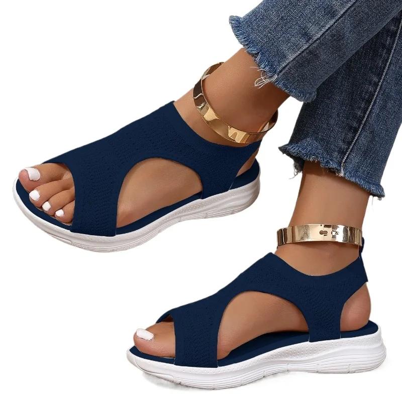 Fashion 2025 Ladies Shoes Slip-on Women's Sandals Summer Casual Sandals Women Flat with Shoes Female Round Toe Slingbacks Flat Sandals