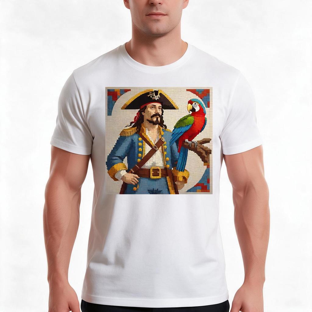 Pirate Painting Tshirt Summer Casual Cotton Tee Oversized Streetwear Tops Vintage Graphic Print Loose Fit Short Sleeve