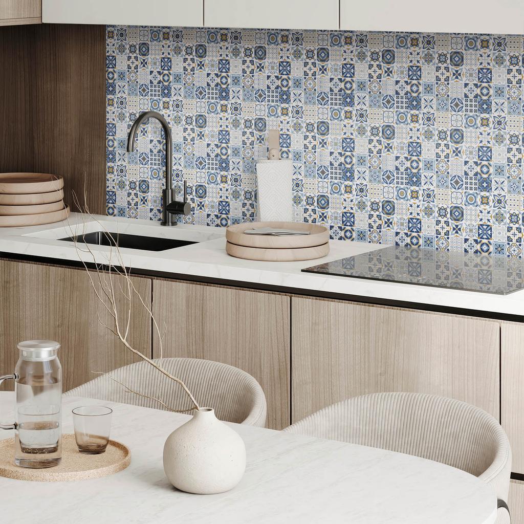 Set of PVC Tiles with Decor for Kitchen or Bathroom Decorative Tile Patterns 20x20x20 Cm