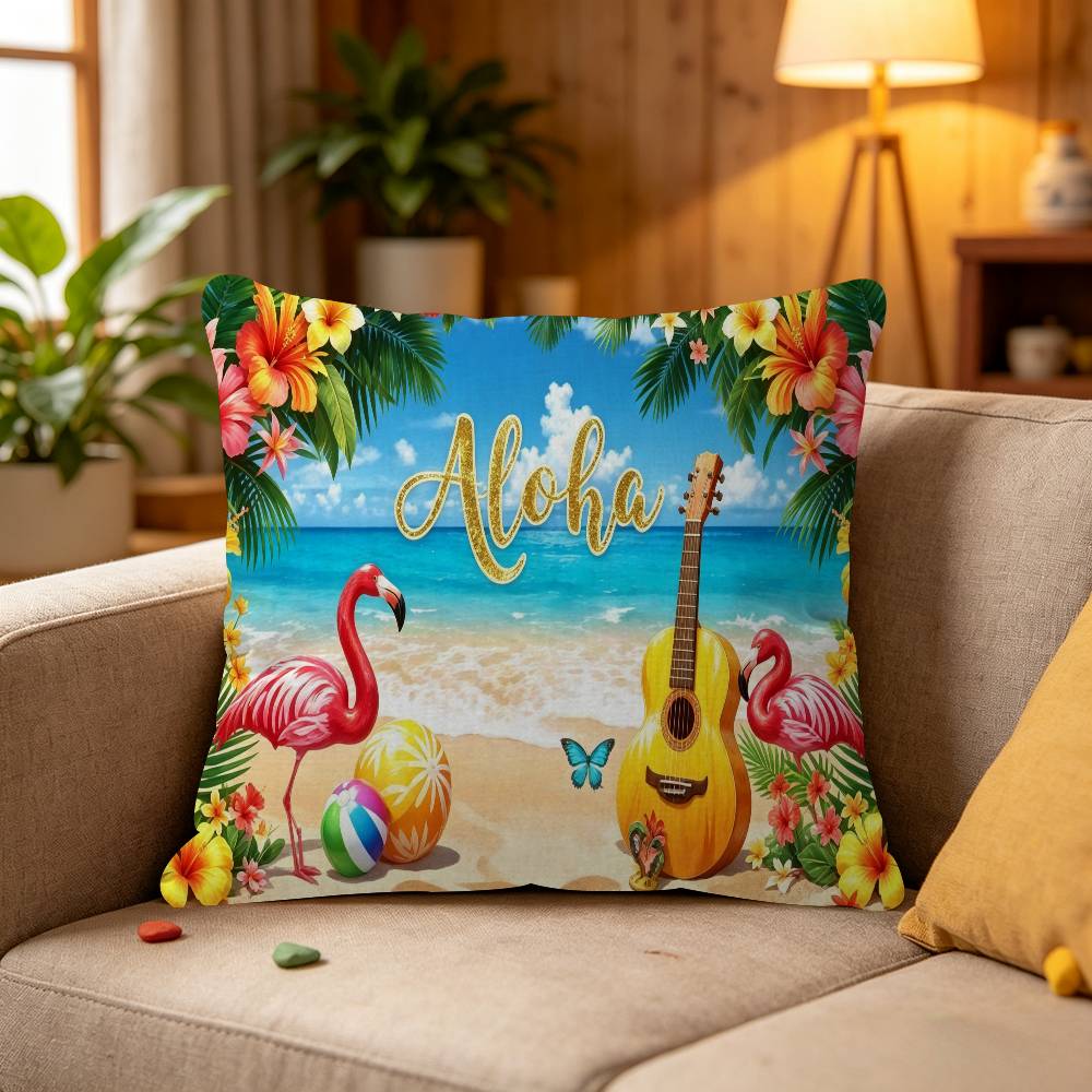 Summer Hawaii Beach Tropical Flowers Aloha Luau Sea Cushion Cover Polyester Sofa Cushions Throw Pillows Home Decor Pillowcover