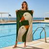 Realistic Bird Art Towel Bold Green Background Large Size for Pool Deck & Conservation Awareness Campaign
