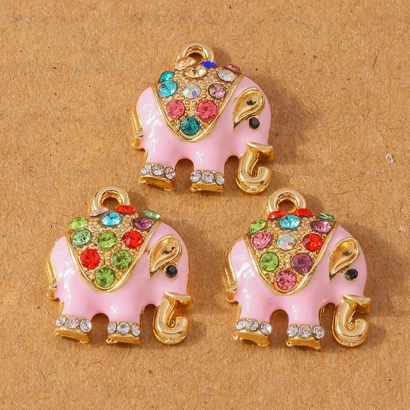 10pcs Enamel Crystal Rhinestones Animal Elephant Pendants Charms for Jewelry DIY Earrings Necklace Bracelet Accessories
