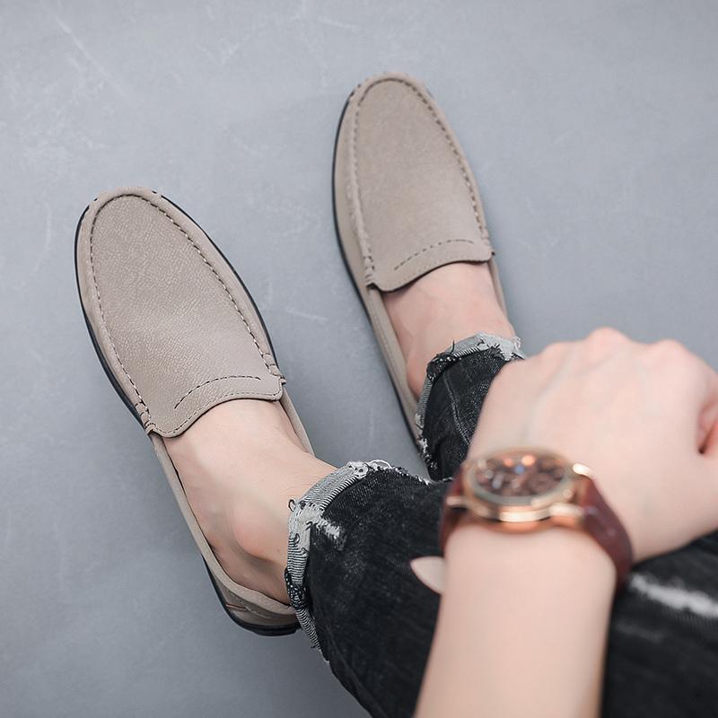 Summer Men Casual Shoes British Leather Loafers Simple Design Male Slip- Soft Bussiness Shoes Comfortable Driving Footwear 44
