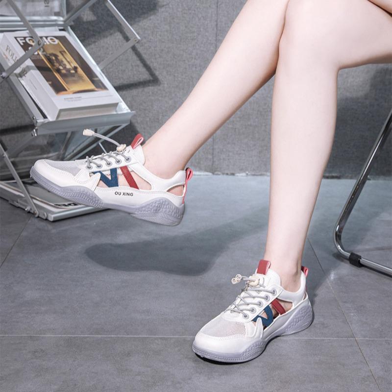 Womens Shoes 2025Summer New Hollow Out Breathable Casual Shoes Light Soft sole Anti Slip VulcanizeShoes Sand Flat Bottom Sandals