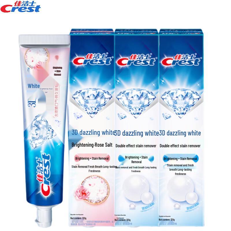 Crest 3D White Dual Effect & Rose Salt Toothpaste 3-Pack
