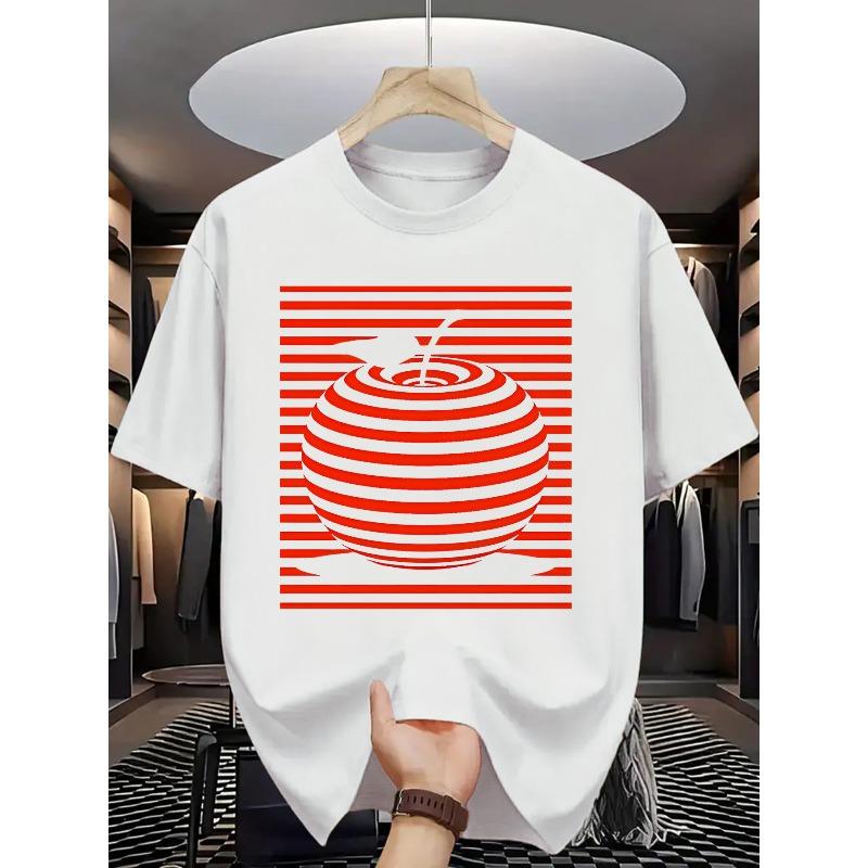 Summer Men s Fashion Pattern Short Sleeve T-shirt with Letter Pattern Print S белый