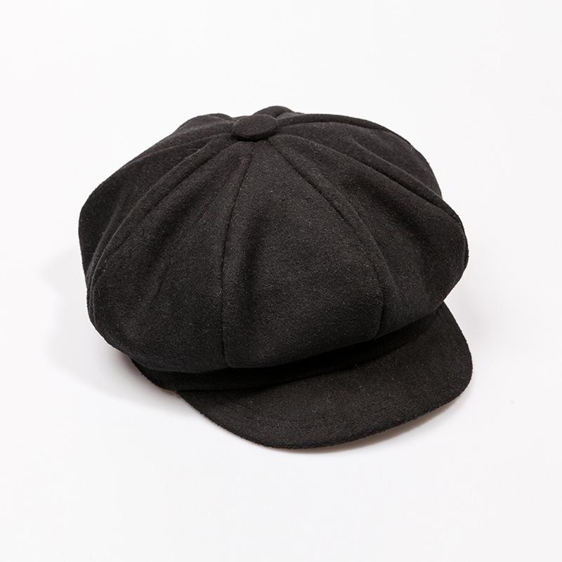 Beret Korean style British woolen octagonal hat autumn and winter cute simple retro versatile camel painter hat