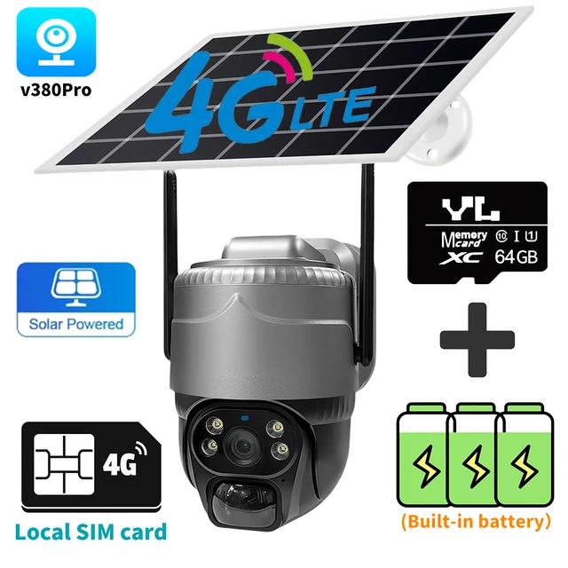 V380 Pro PIR Algılama PTZ Kablosuz Dış Mekan Gözetim Kamerası Wifi 4G SIM Güneş Paneli IP Otomatik Takip CCTV