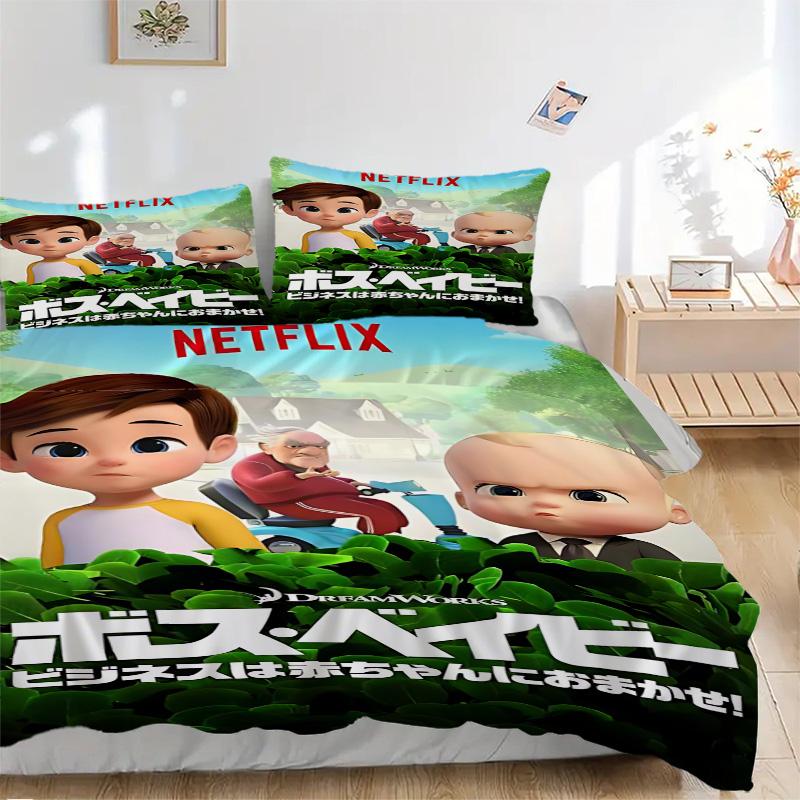 Baby Boss Adventure Print 3Pcs Bedding Setduvet Cover With 2 Bedropillowcase Home Birthday Gift