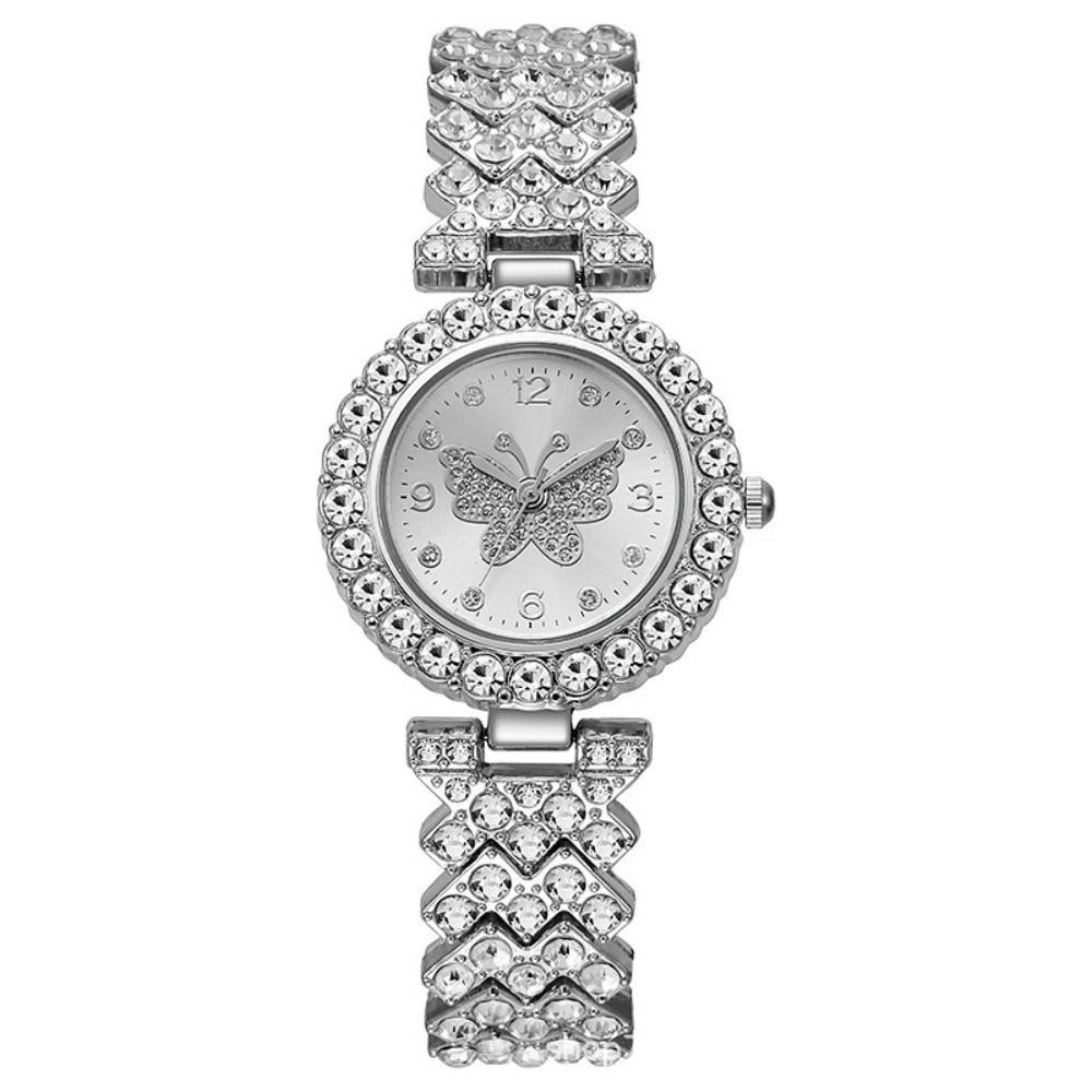 Diamond Decoration Quartz Watch Rhinestone Inlaid Bracelet Watch Luxurious Rhinestone Watch  Gift серебряный