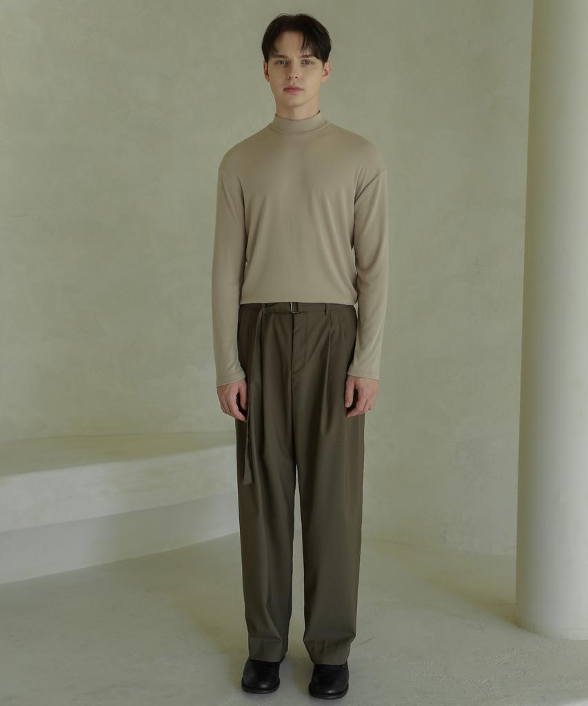 ESN Half Turtleneck Knit T-Shirt Beige