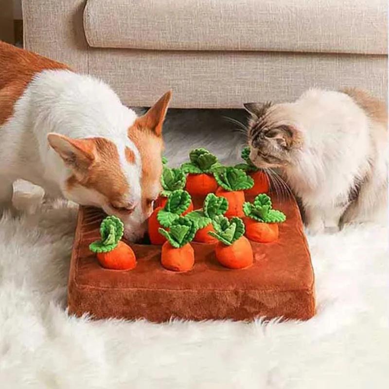 Carrot Farm Gnawing and Biting Dog Toys Relieve Boredom Interact Pet Plush Puzzle Toys Puppy Brain Training Feeding Games Gifts