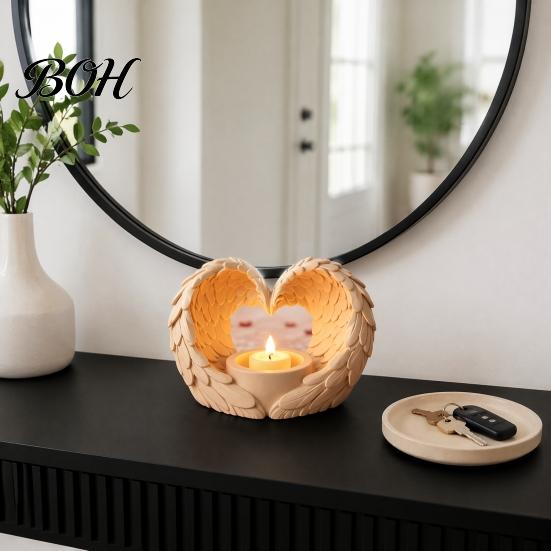 Creative Holiday Gift Ideas Angel Wings Tealight Candle Holder, Prayer Holder Memorial Gifts Housewarming for New Home Decor, Elegant Tabletop