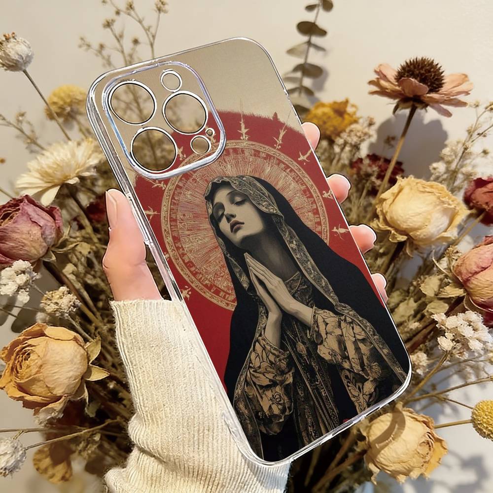 

V-Virgen Mary Virgin Phone Case Transparent Silicone Soft For iPhone 17 16 15 14 13 12 11 Mini Pro Max Plus iPhone12PRO
