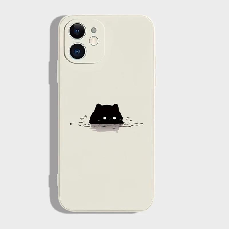 Funny Black White Cat Lovers Couple Phone Case For iPhone 16 15 14 13 12 11 Pro Max XS X XR 7 8 SE Silicon Paired Cover Funda