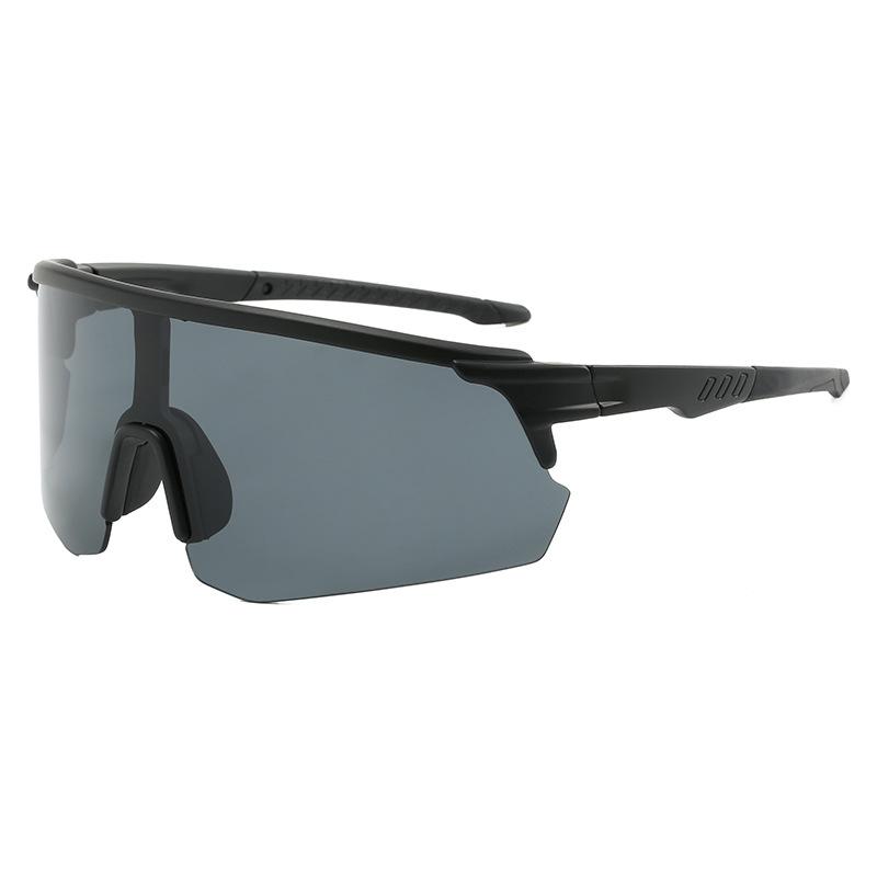 

Oversized Sports Sunglasses Men Cycling Glasses Mirrored Outdoor Goggles Trendy Wrapped Anti-UV Riding Shades черный серый