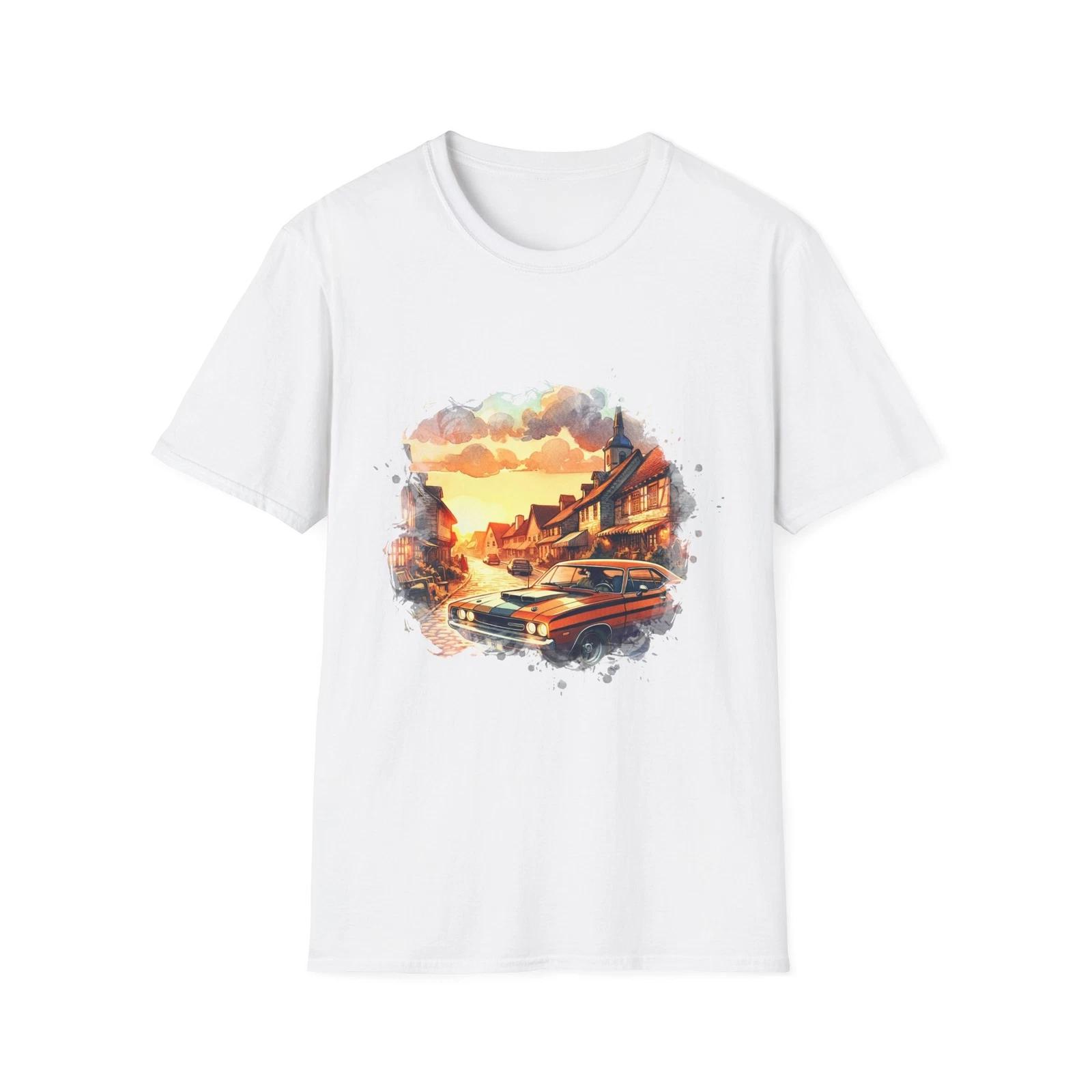 

Vintage Car Sunset T-Shirt, Gift for Car Lovers, Summer Tee, Retro Graphic L
