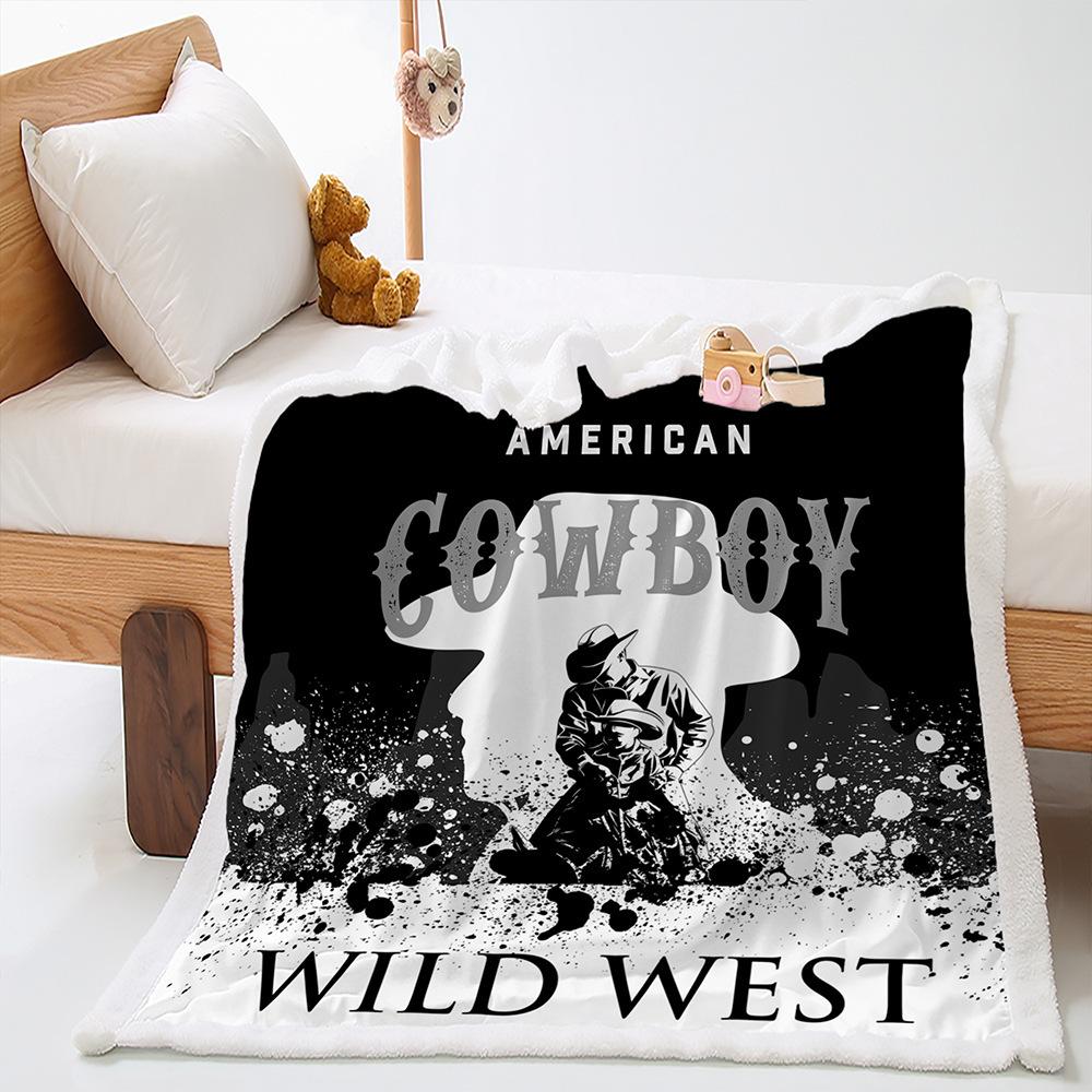 Blanket Western Cowboy Independence Day Blanket Lamb Fleece Crystal Fleece Blanket Four Seasons