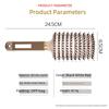 Large Anti-Static Curved Massage Comb for Curly Hair - Pig Bristle, Nine-Row, Plastic