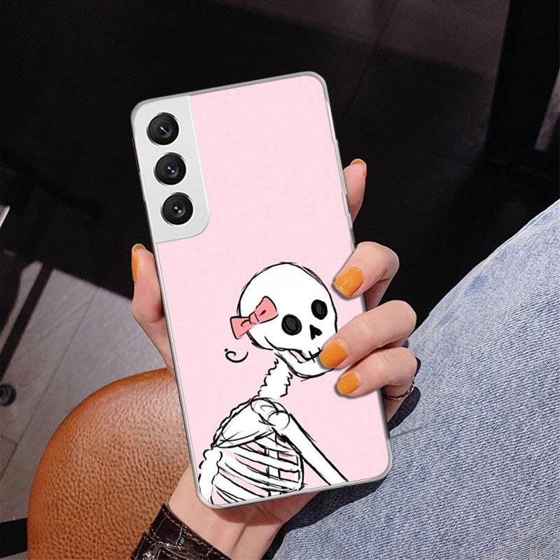 Pink Cat Skull Sorceress Witch Phone Case For Samsung Galaxy S24 S25 Edge S26 Ultra S23 S22 S21 Plus S20 FE + Personalized Print
