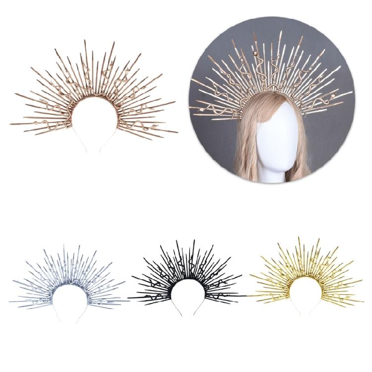 Unique Punk Snake Artistic Hair Band Spiked Head Accessory for Adults Hair Hoop with Metallic and Snake Cosplay Maid