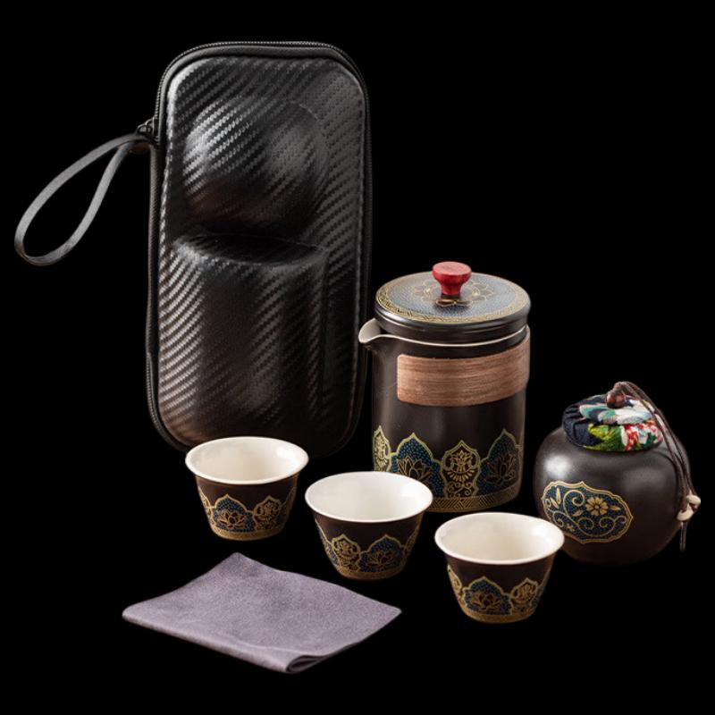 Pinjian Portable Ceramic Kung Fu Travel Tea Set