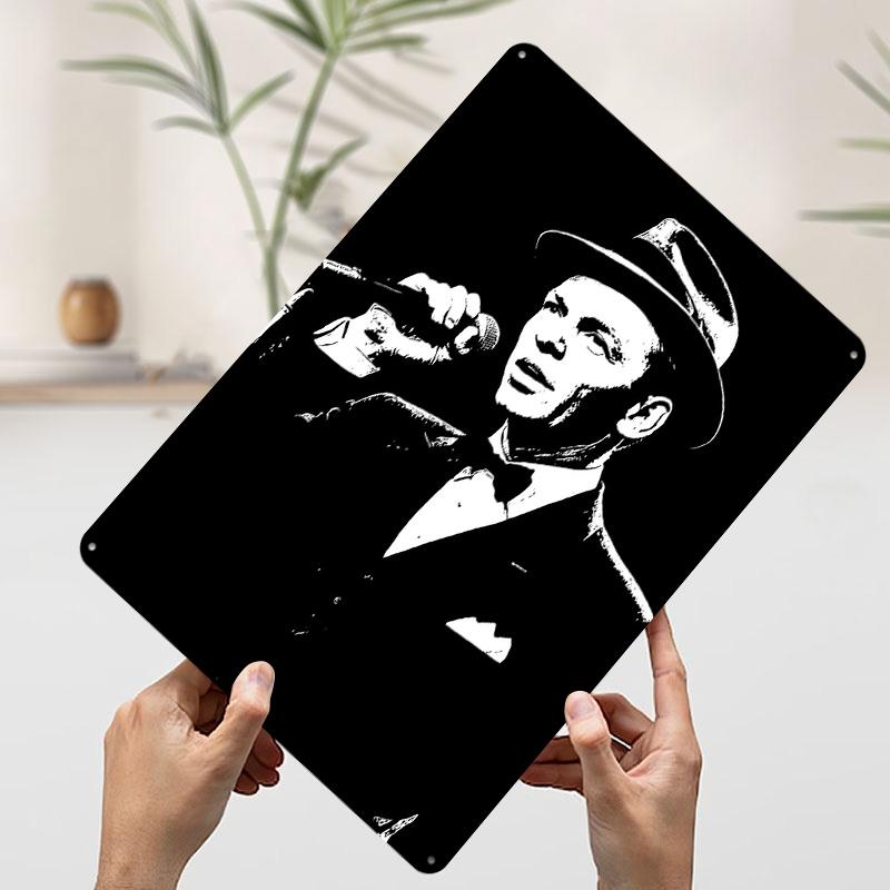 

Frank Sinatra Black and White Portrait Poster Customized Wall Art Vintage Metal Signs Retro Tin Plaque for Man Cave Desk Decor 7.9x11.8In(20x30cm)