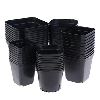 Macetas de plástico negras para flores, macetas cuadradas pequeñas para plantas suculentas, 10 Uds.