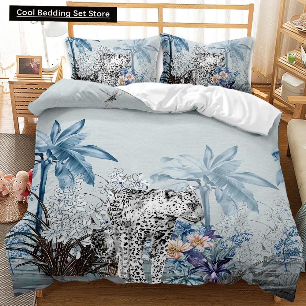 Comforter Leopard Fierce Cheetah Bedding Set Moon Viewing Wild Animal Printed Double Queen King Size Polyester