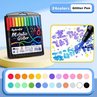 New Durable Portable Multifunctional 72 Colors Glitter Pen Soft Head Glitter Effect Painting Brushes Flashing Pen DIY Drawing