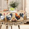 Pastoral Round Table Tablecloth, Egg Hen Print Waterproof And Oil-Proof Leave-In Household Dining Table Cloth, European Retro