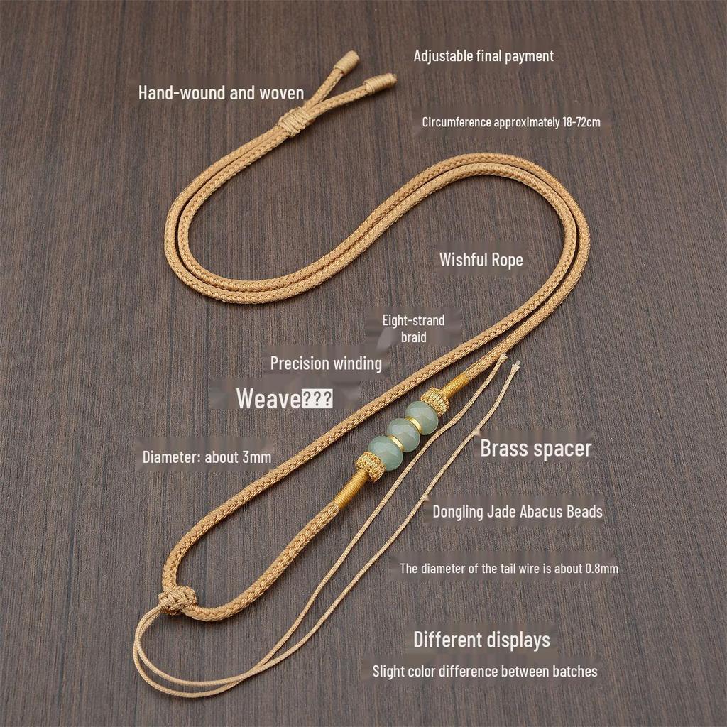 Handwoven Dongling Jade Pendant Lanyard: Thousand Li of Mountains and Rivers Outdoor Sports Necklace