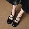 Krazing Pot Sheepskin Round Toe Size 41 Chunky High Heels Buckle Straps Vintage Autumn Pumps
