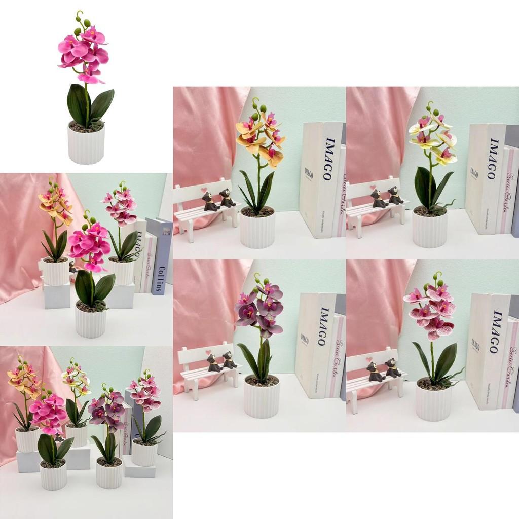 Faux Orchid Flower With Realistic Greenery For Restaurant And Party Decor