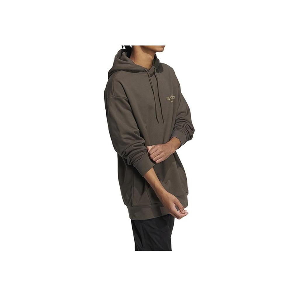 Adidas Solid Color Pocket Letter Print Loose Casual Hoodie Long Sleeve Sweatshirt Men Tops Brown IB2736