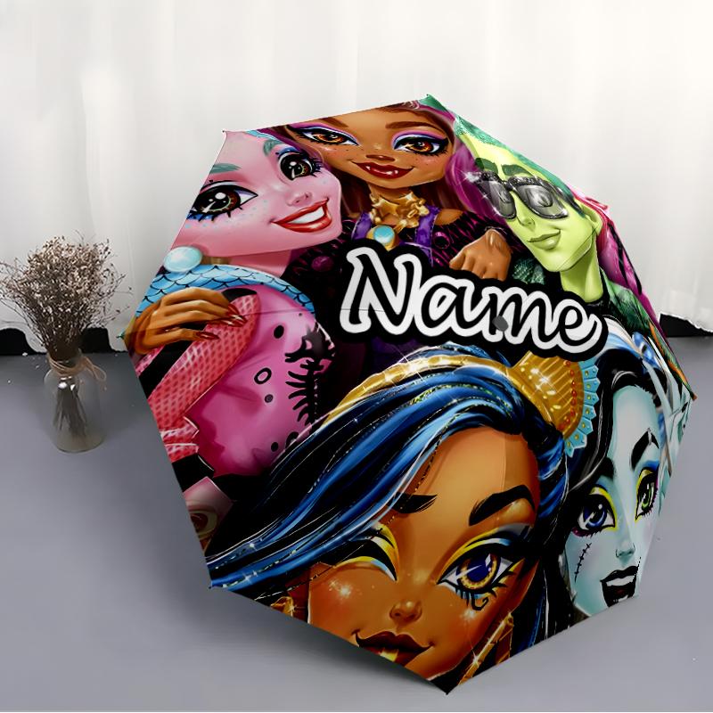Personalized Name Monster High Draculaura Print Umbrella - Automatic Open/Close, Eight-Rib Durable Frame, Automatic Folding Umbrella