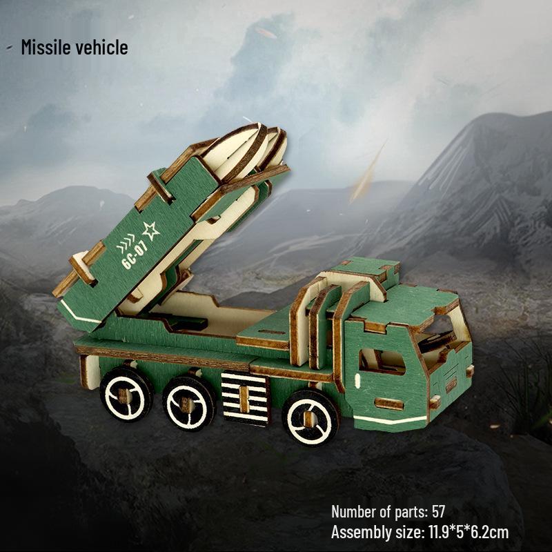 Wooden 3D Military Puzzle Model - Educational DIY Toy for Boys