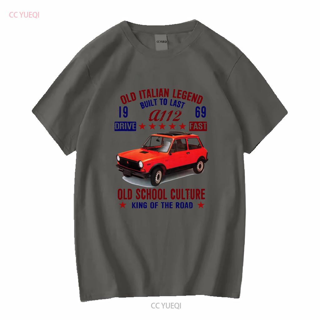 VINTAGE ITALIAN CAR AUTOBIANCHI A112 1969 NEW COTTON T SHIRT Long Sleeves Vintage Washed Unisex Fashion Graphic Stylish Soft