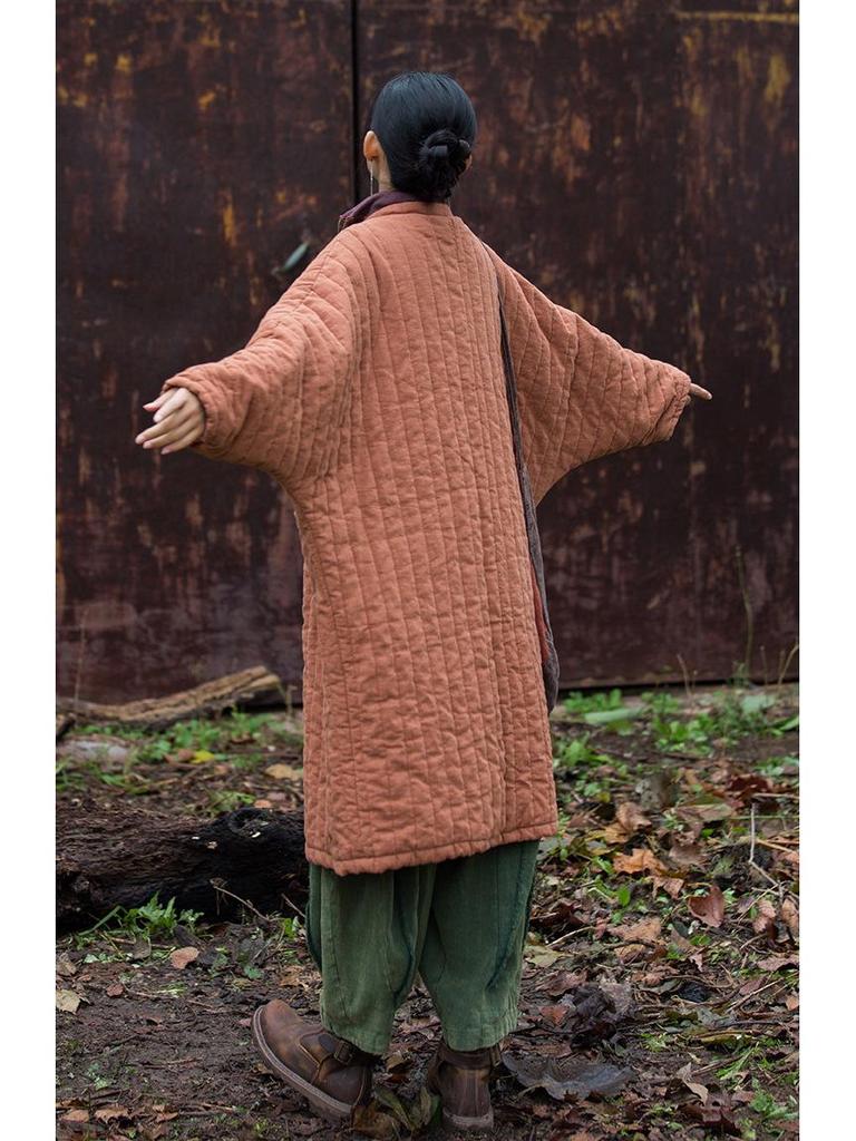 Women's Winter Quilted Ramie Cotton Coat - Vagabond Zen Style Robe