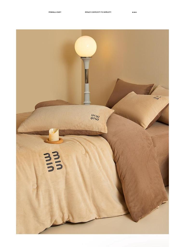 Milchsamt Verdickte Winterdecke: Warme Baumwollbettwäsche für den Wohnheimgebrauch